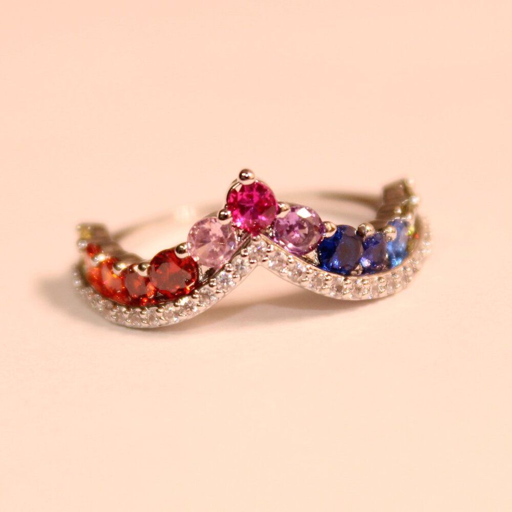 BEAUTIFUL MULTI-COLORED GEMSTONE RING - Picture 3 of 5